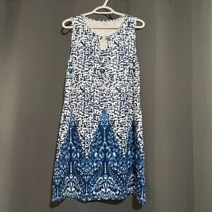 Blue and White Sleeveless Dress